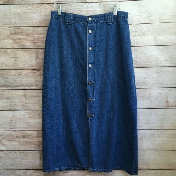 VINTAGE‎ BLASSPORT DENIM MAXI SKIRT - Picture 1 of 6